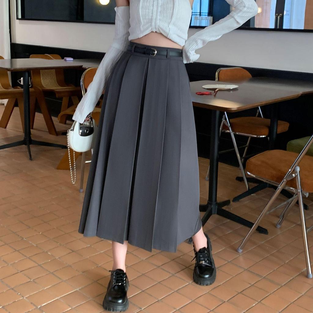 Women's Summer High-Waisted A-line Pleated Drape Skirt Suit