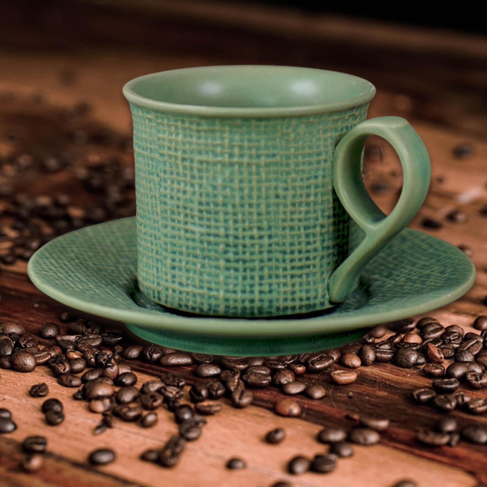 

Чашка для эспрессо с блюдцем Керамическая кружка 250 мл Молочная кружка, кофейный набор для холодных напитков зелёный