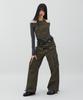 LALAFOX Leopard Print Rivet Pocket Point Pants Brown Br2Wp007