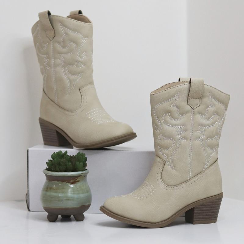 Children Mid Length Boots 2024 Korean Style Autumn Winter New Girls Soft Sole Fashion Vintage Kids Leather Boots Elegant Soft