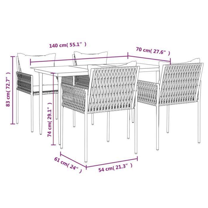 VidaXL Ensemble à manger de jardin 5 pcs coussins résine tressée acier 3187055