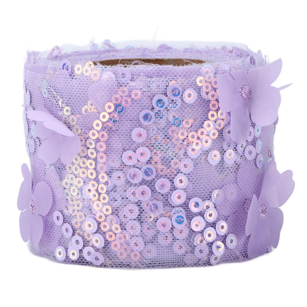 1pcs 10 Yards Length Sequined Tulle Roll Polyester Material Embroidered Sheer Ribbon For DIY Crafts