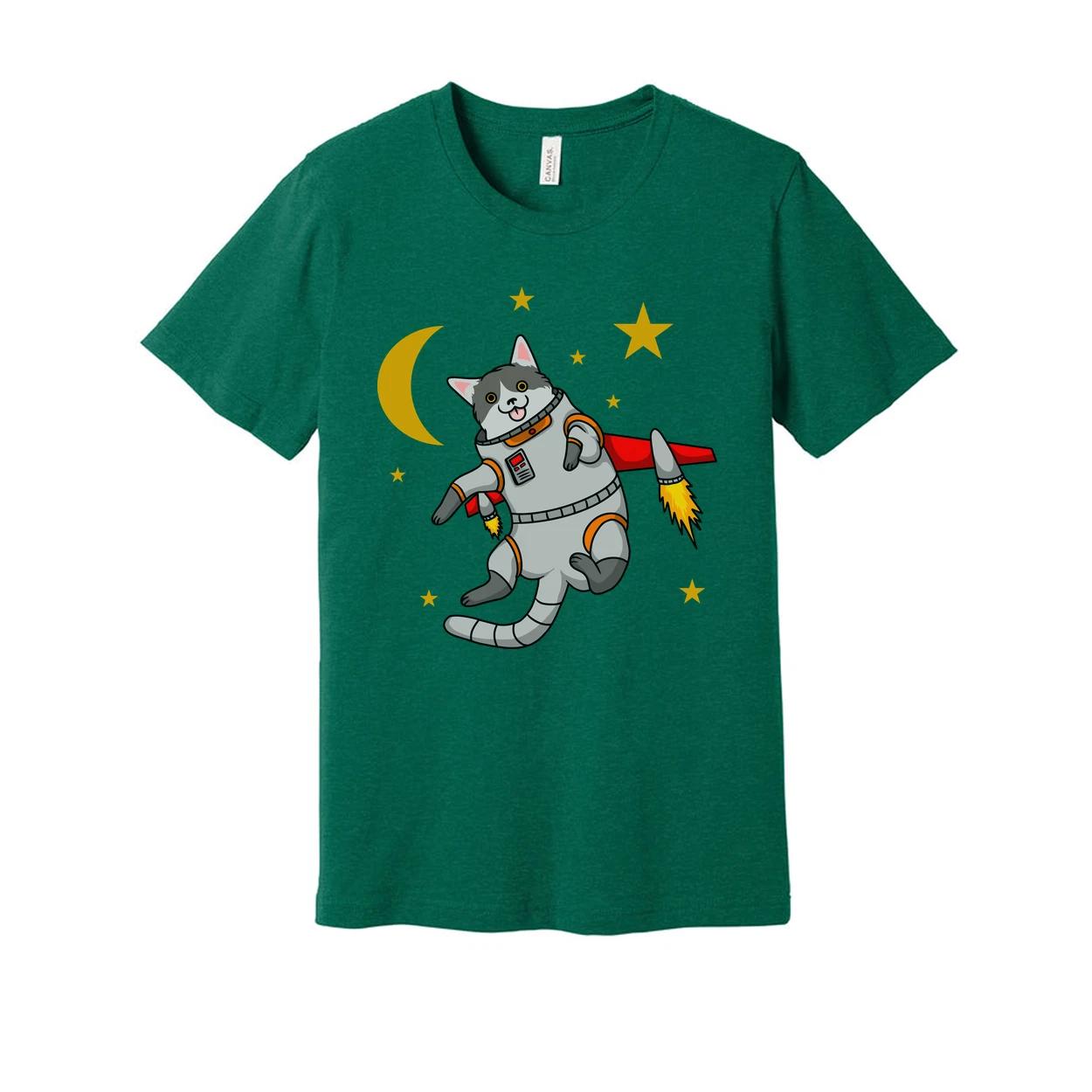 Space Animals Cat Astronaut Graphic Tee For Men Women Unisex Cute Space Travel C 4XL