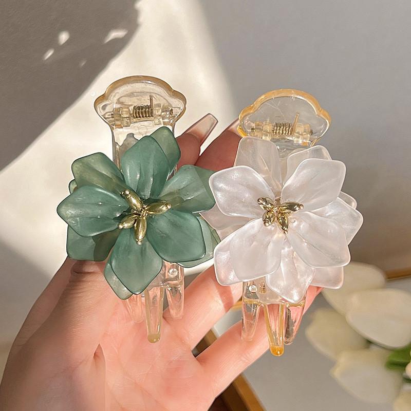 Acrylic Jelly Flower Hair Clip for Women's Fashion Hairpin Balls Head Hair Claw Shark Clip Girls Hair Accessories