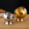 Stainless Steel Oblique Mouthed Sauce Bowl With Lid Hot Pot Buffet Seasoning Basket Bowl Jar Dish Container Salad Spherical Bowl