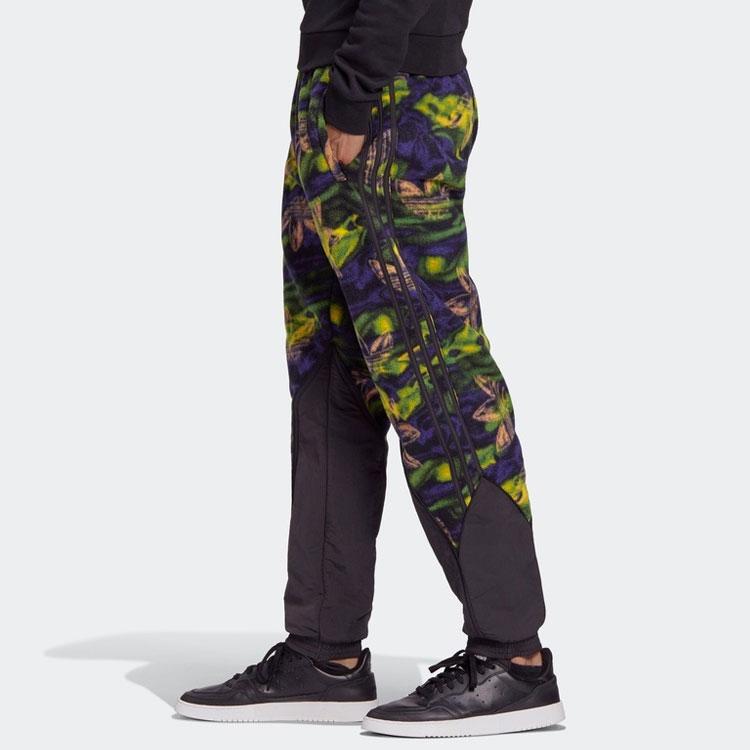 Adidas Originals Tapered Velvet Track Pants With Trefoil Print Men Bottoms Multicolor GE0800
