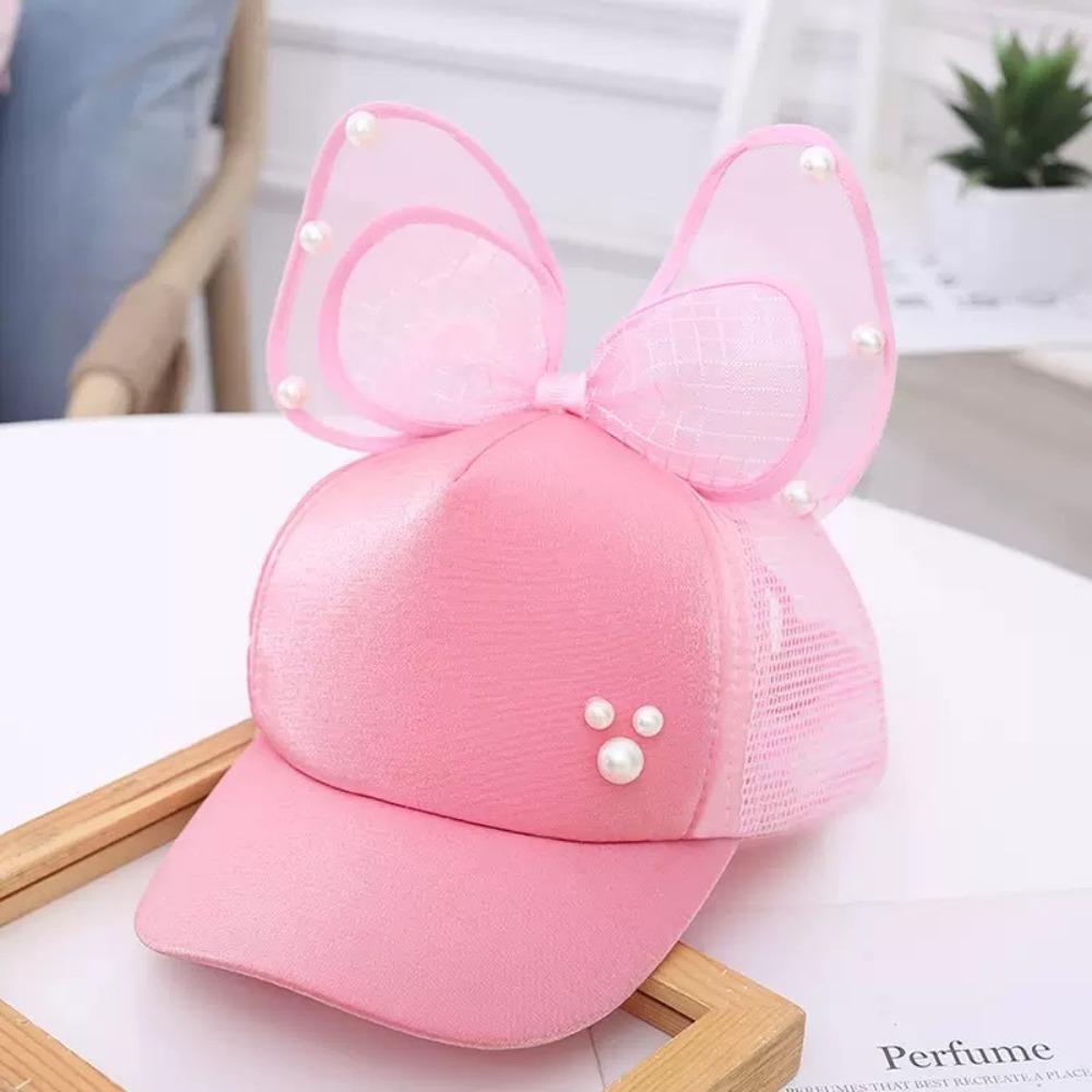 Mesh Breathable Kids Sun Hat Big Bowknot Children Peaked Caps Cute Girls Baseball Cap