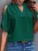 Women's summer new V-neck temperament fashion off-the-shoulder sleeves women's top