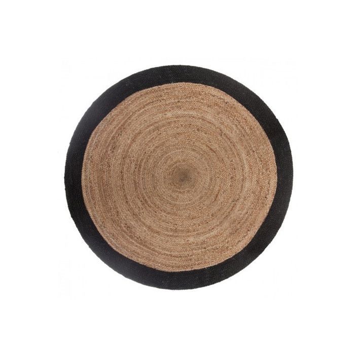 Tapis rond jute bord noir ou blanc diamètre 120 cm Atmosphera - Noir