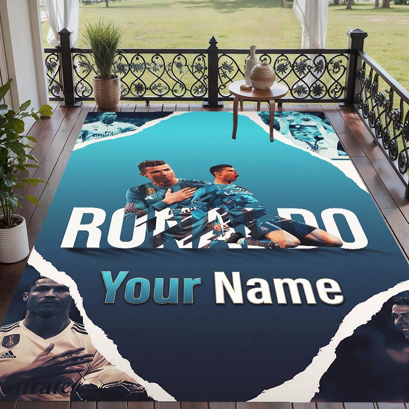 Custom Text Printed Rug Cristiano Ronaldo Non Slip Floor Carpet For Home Room Decor