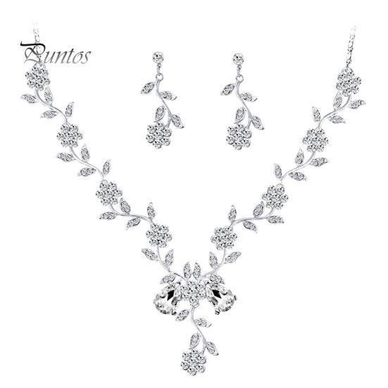 

Ожерелье Серьги Набор Горный Хрусталь Декор Цветок Форма Полые Регулируемые Висячие Серьги Высококачественные Ювелирные Изделия Невесты Свадьба Выпускного Вечера Ожерелье Серьги серебряный
