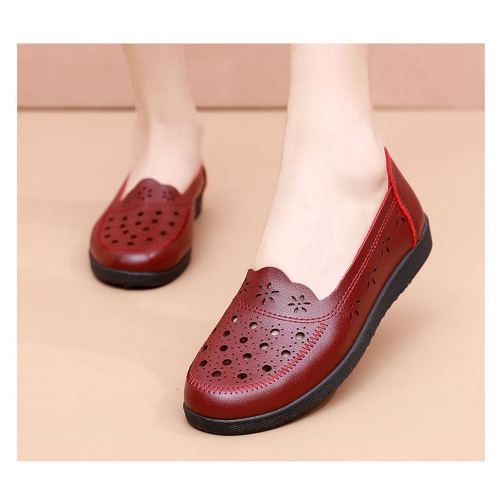 Sandals Summer Breathable Fashionable Hollow Leather Shoes Soft Sole Non Slip Flat Bottom Women's Shoes Perforated Shoes