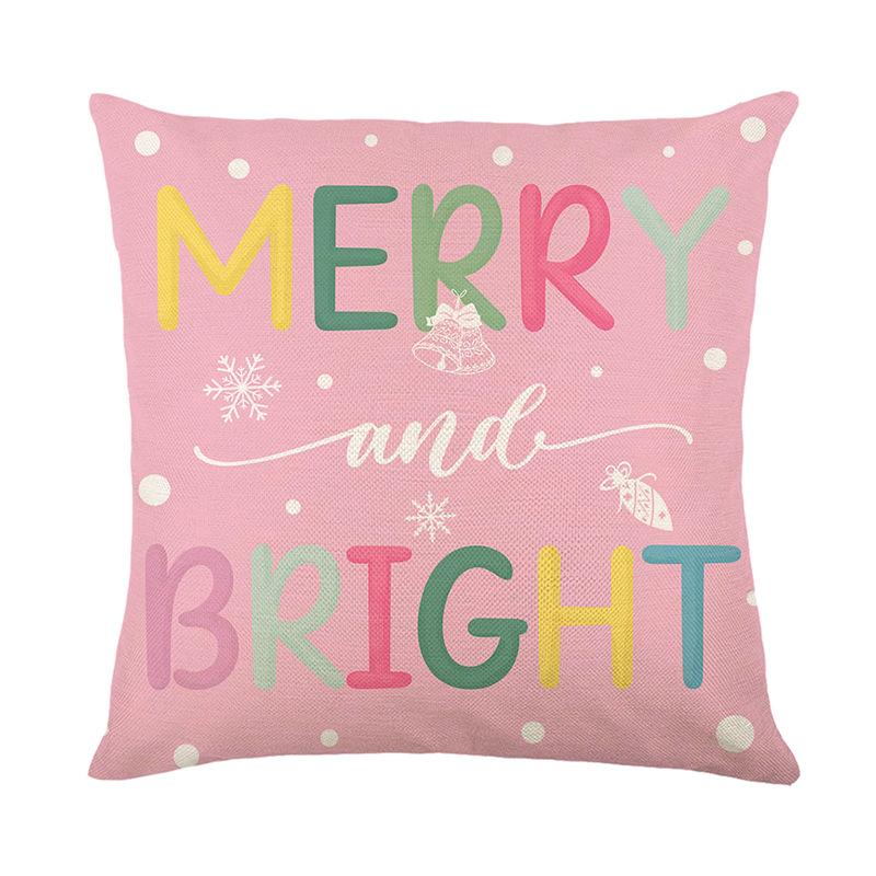 4pcs/Set Christmas Tree Linen Printed Pillowcase Christmas Sofa Decorative Back Cushion Cover Cushion Cover without Pillow Core