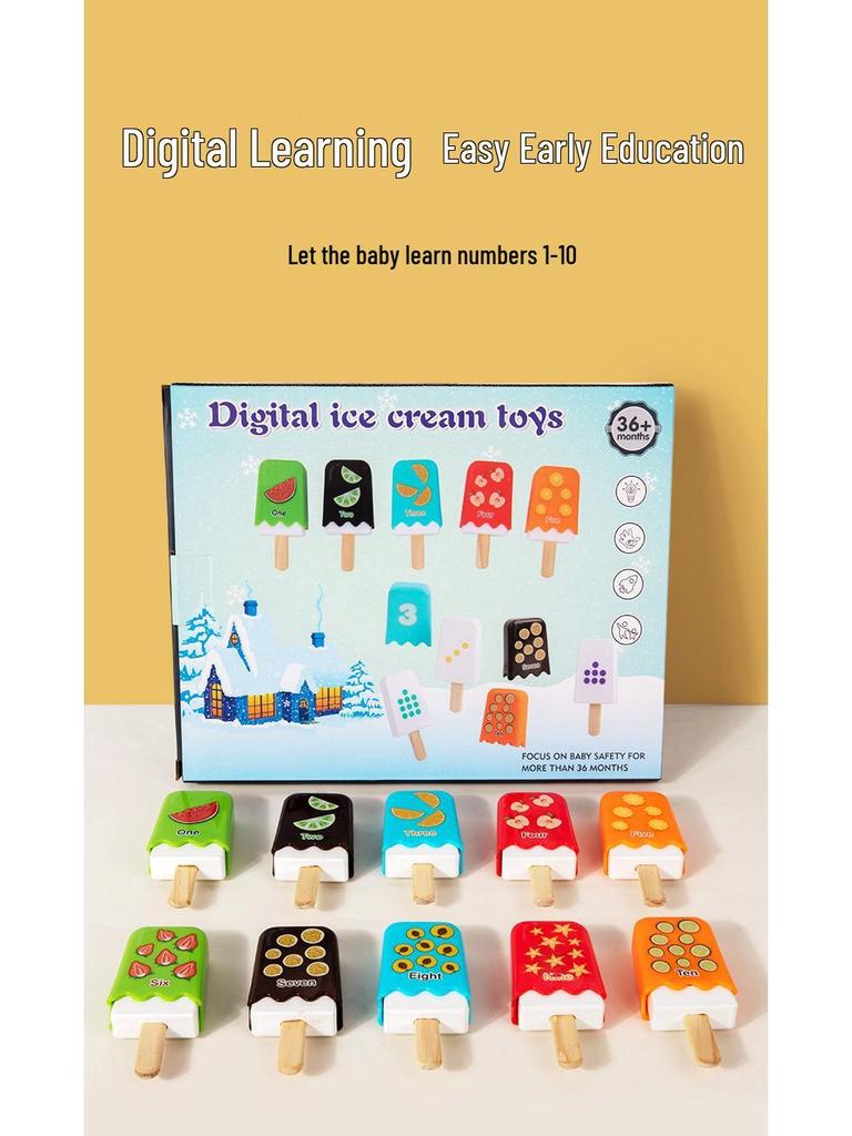 Little Good Egg Popsicle Math Puzzle - Colorful Educational Wooden Toy for Parent-Child Fun