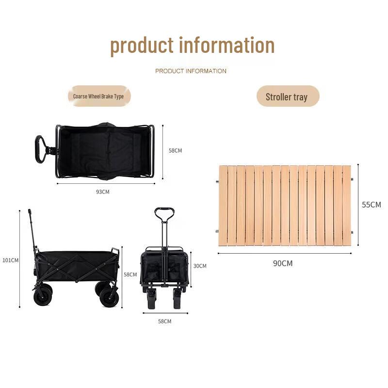 Hanlemeitu 140L Outdoor Folding Camping Wagon with Lid