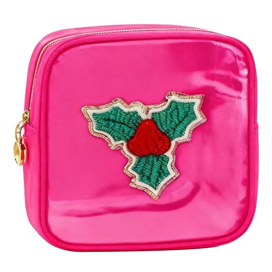 

Christmas Makeup Bag Santa Claus Snowman Snowflake Bell Pattern Cosmetic Splash-Proof Makeup Pouch Bag Zipper Closure C