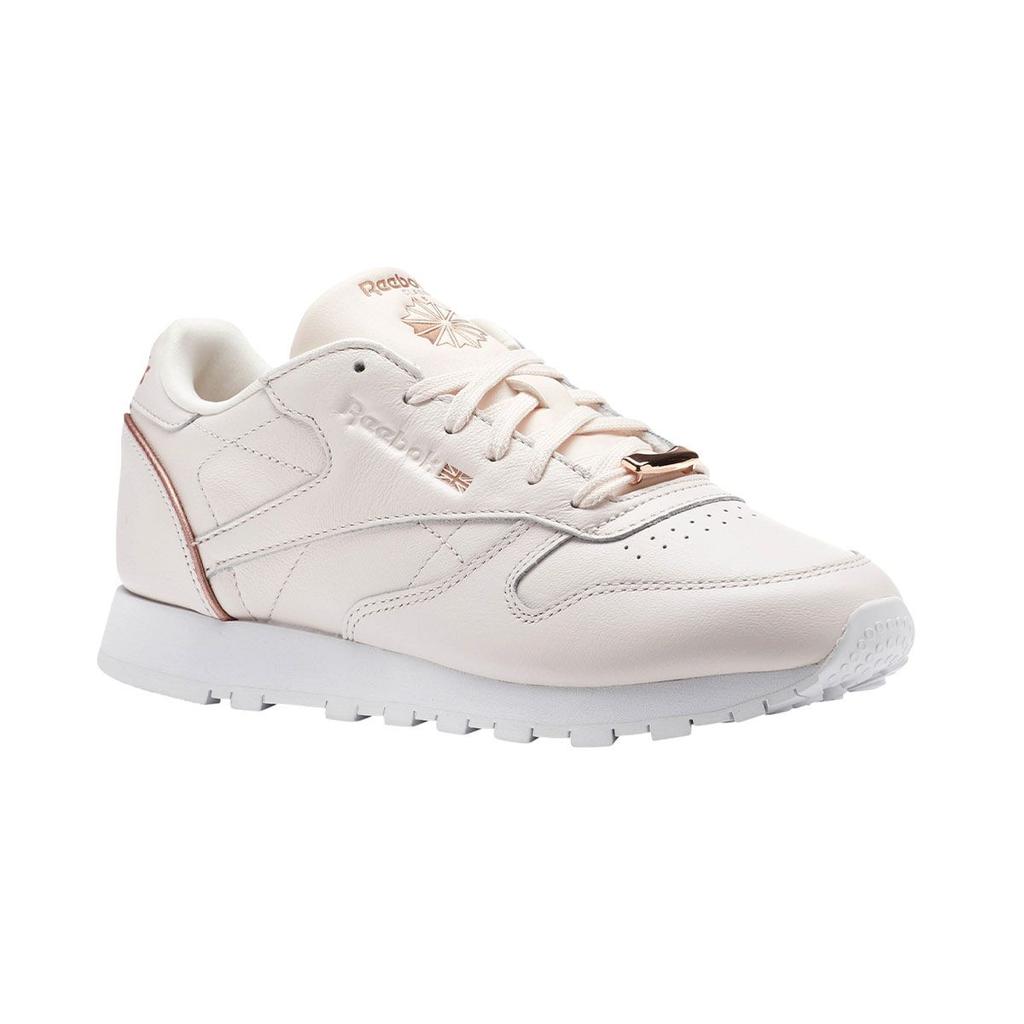 Reebok Classic Leather Hw Synthetic Fashion Comfortable Sports Shock Absorption Low Top Lifestyle Casual Shoes Women Sneaker Pink Gold BS9880