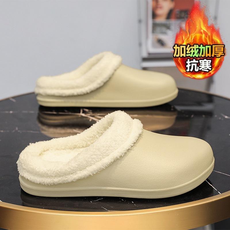 

Новые осенне-зимние женские хлопковые тапочки, парные домашние теплые тапочки с ворсом и нескользящей подошвой, водонепроницаемые тапочки, мужские 46-47 хаки