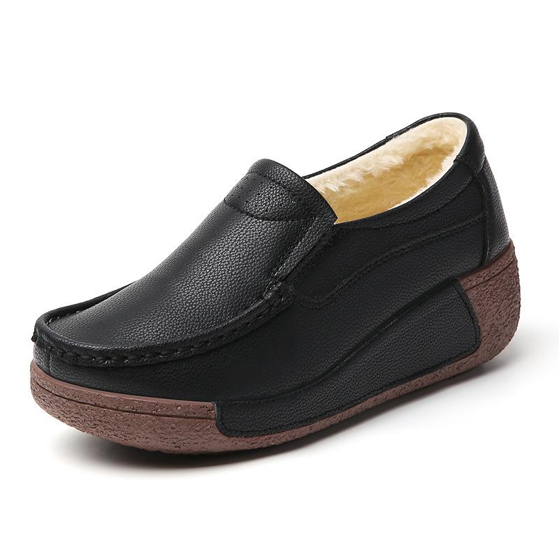 Fashion Cow Suede Platform Shoes Plush Warm Walking Shoes Women Winter Cotton Shoes Non-slip Mother Shoes