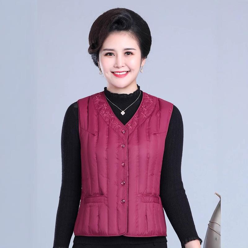New Autumn and Winter Light Down Vest Women's Clothing Middle-aged and Elderly Large-size Mother Vest Vest