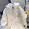 Autumn and winter new women's American heavy-duty fleece thickened hooded sweater men's fashion loose student couple coat