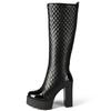 Punk Boots Women Winter Shoes Platform High Heels Knee-high Boots Fashion Snow Boots Female Sexy Black White Long Shoes Woman