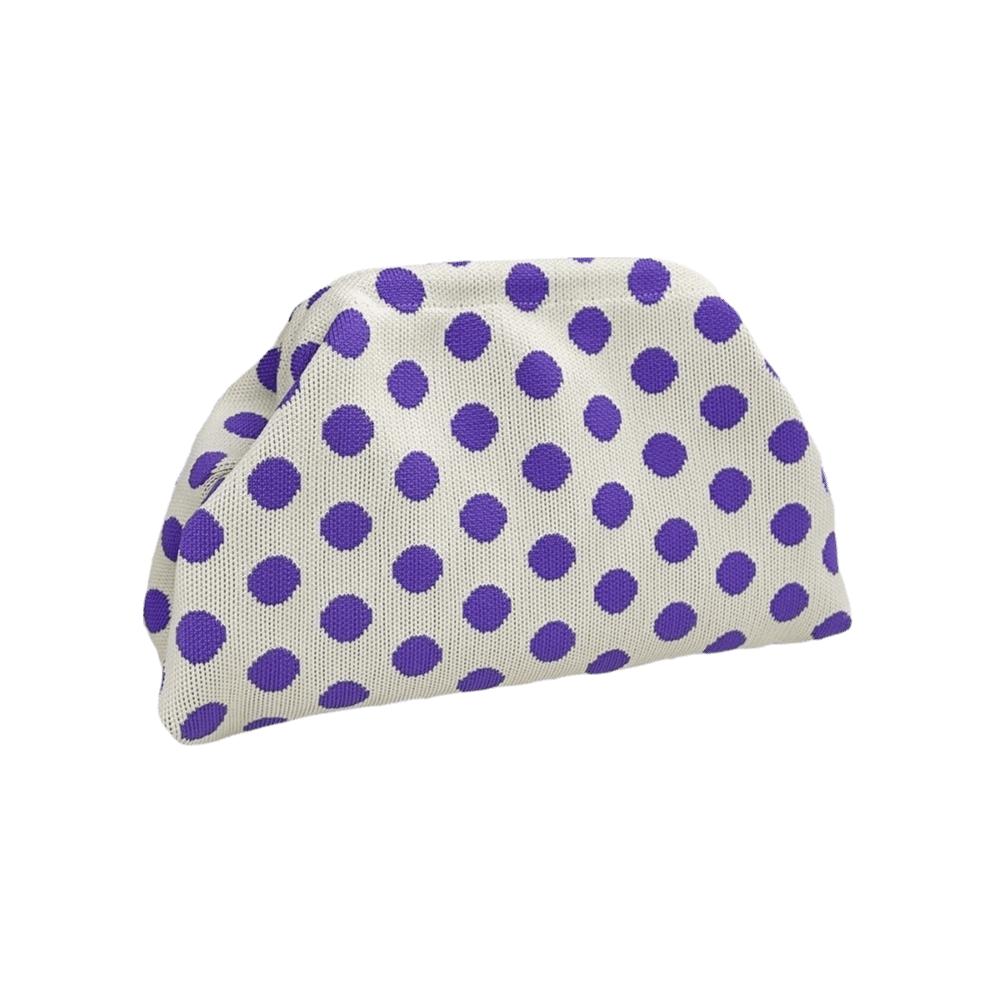 

High Quality Polka Dot Clutch Bag Colorblock Portable Cosmetic Bag Large Capacity Dumpling Clutch Women фиолетовый