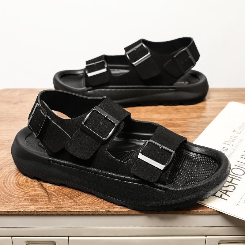 Summer wear rubber outdoor one-word slippers men's casual flip-flops non-slip beach shoes flat-heeled cool slippers women