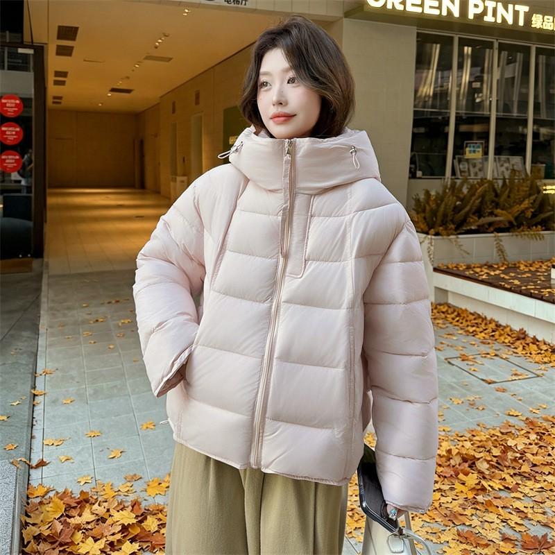 Womens Short Puffer Jacket With Hood Winter 2026 Warm Cotton Coat Loose Fit Casual Outerwear