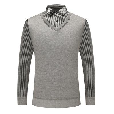Men's Fall/Winter Sweater - Loose Polo Neck Fake Two Piece Fashion Casual Quality Fabric Knitted Top Comfortable Warm Comfortable Knitwear