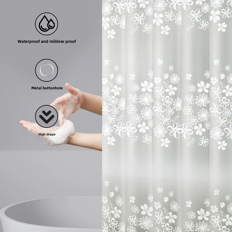 1Pc Shower Curtain Waterproof PEVA DIY With Hooks Thickening Bathroom Decor 180*180CM