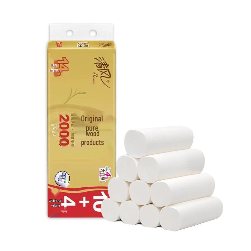 Qingfeng Coreless 4-Ply Toilet Paper, Gold Pack