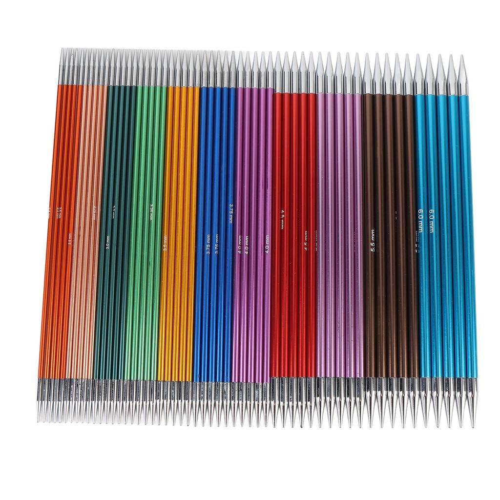 55PCS Double Pointed Needles Aluminium Oxide Color Straight Knitting Needle Set for Sweater Scarf Hat
