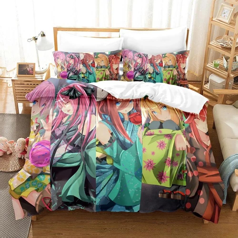 

Аниме Каваи Девушки Квинтэссенциальные Пятерняшки Постельное Белье Мультяшный Аниме трехпредметный набор Взрослый Ребенок Спальня Комплекты Пододеяльника EU Single(135*200cm)3pcs
