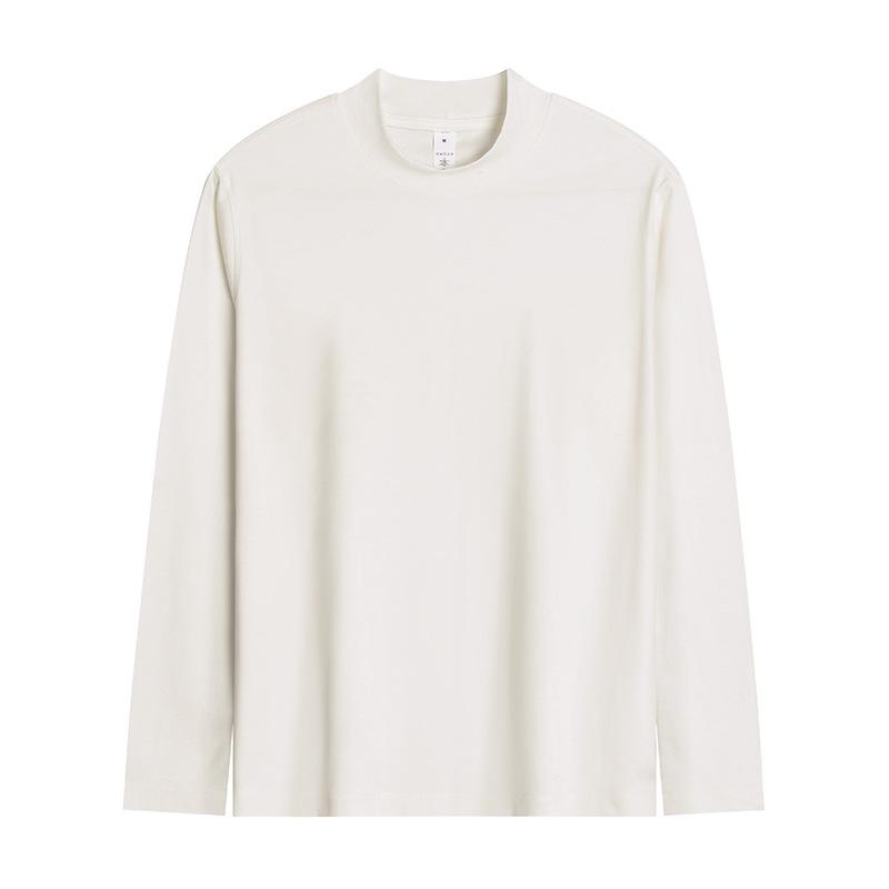 

Men’s High Neck Mercerized Long Sleeve T-Shirt - 80 Count, Pure Color XL брудно-білий