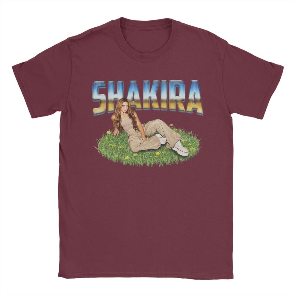 Vintage Singer Shakira TShirts for Unisex Round Collar Pure Cotton T Shirts Short Sleeve Tees Big Size Clothes