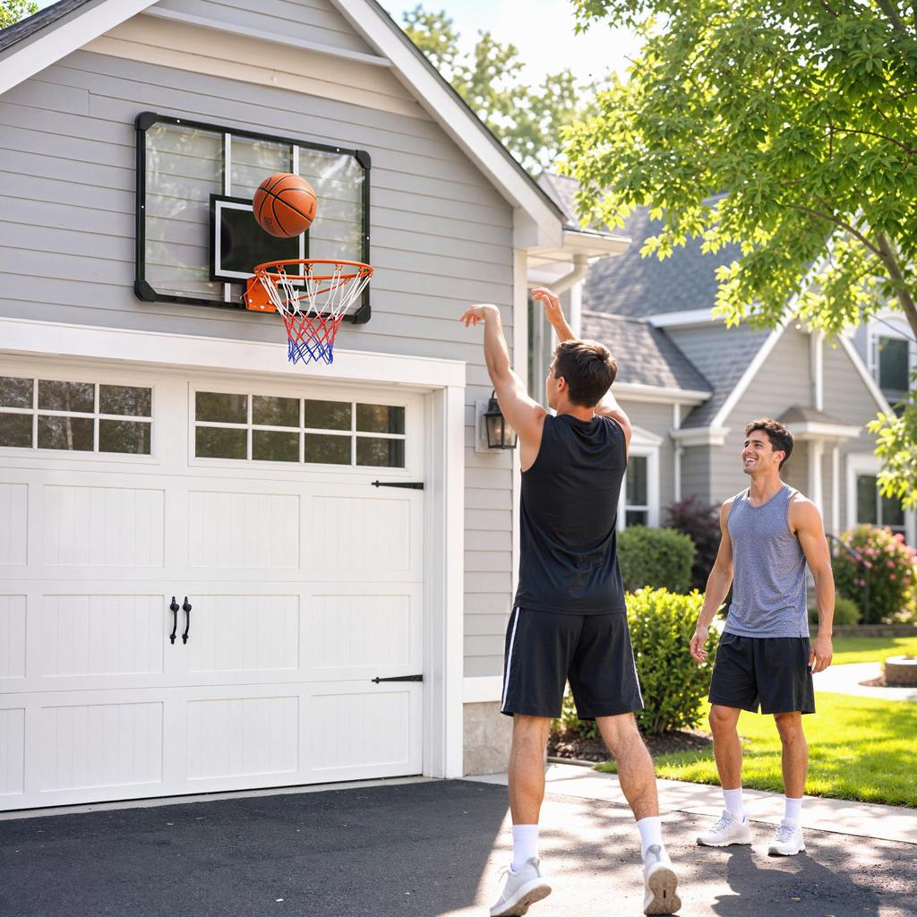 Wall-Mounted Basketball Hoop, Mounting Screws and Wrench, Outdoor Use, Black Transparent Orange