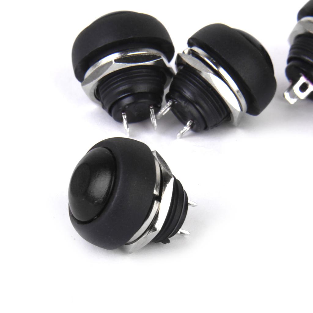 5pcs Momentary OFF-(ON) Push Button Horn Switch For Boat/Car Waterproof BLK