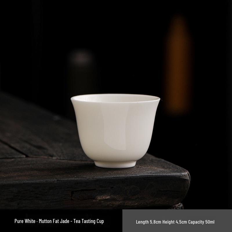 Jade Ceramic Large Lidded Bowl & Xi Shi Teacup Set for Tea Brewing