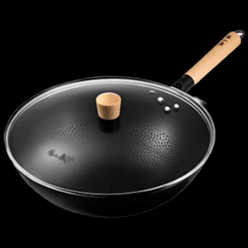 Zhang Xiaoquan 32cm Wrought Iron Stir-Fry Wok with Lid