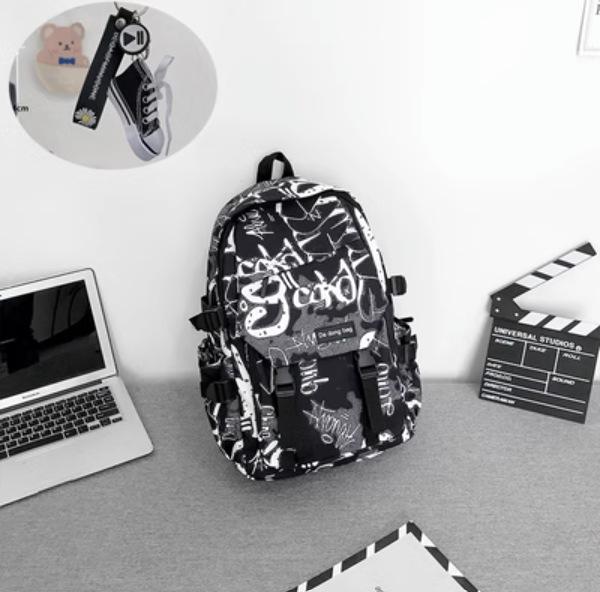 Schulrucksack trendige Marke Rucksack Herren Ins trendig cool große Kapazität Graffiti Rucksack Schüler Pendler Schulrucksack College-Studenten Reise Rucksack