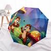 Chips and Dale, Fairy Forest Themed Automatic Opening and Closing Umbrella, Brightly Colored 8-rib Portable Umbrella, Suitable for Men and Women