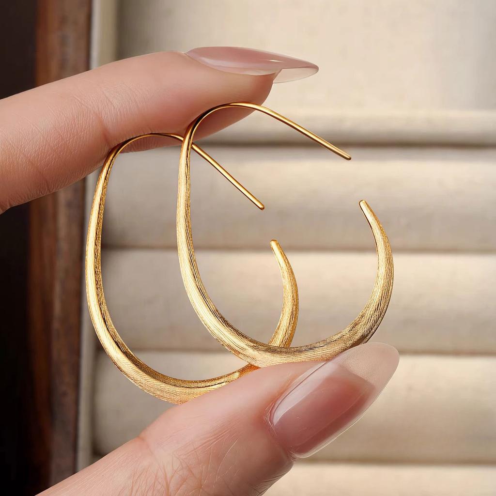 Water Droplet Ring Earrings for Women's New Style, Light Luxury and High-end Feel, Frosted Earrings To Show Face and Small Temperament, Earrings