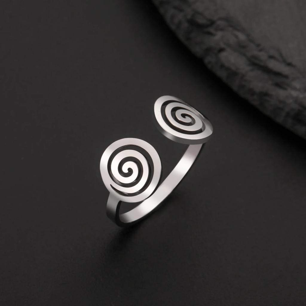 Cazador Swirl Spiral Rings for Women Stainless Steel 2026 Trend Geometric Adjustable Finger Rings Jewelry Party Birthday Gift