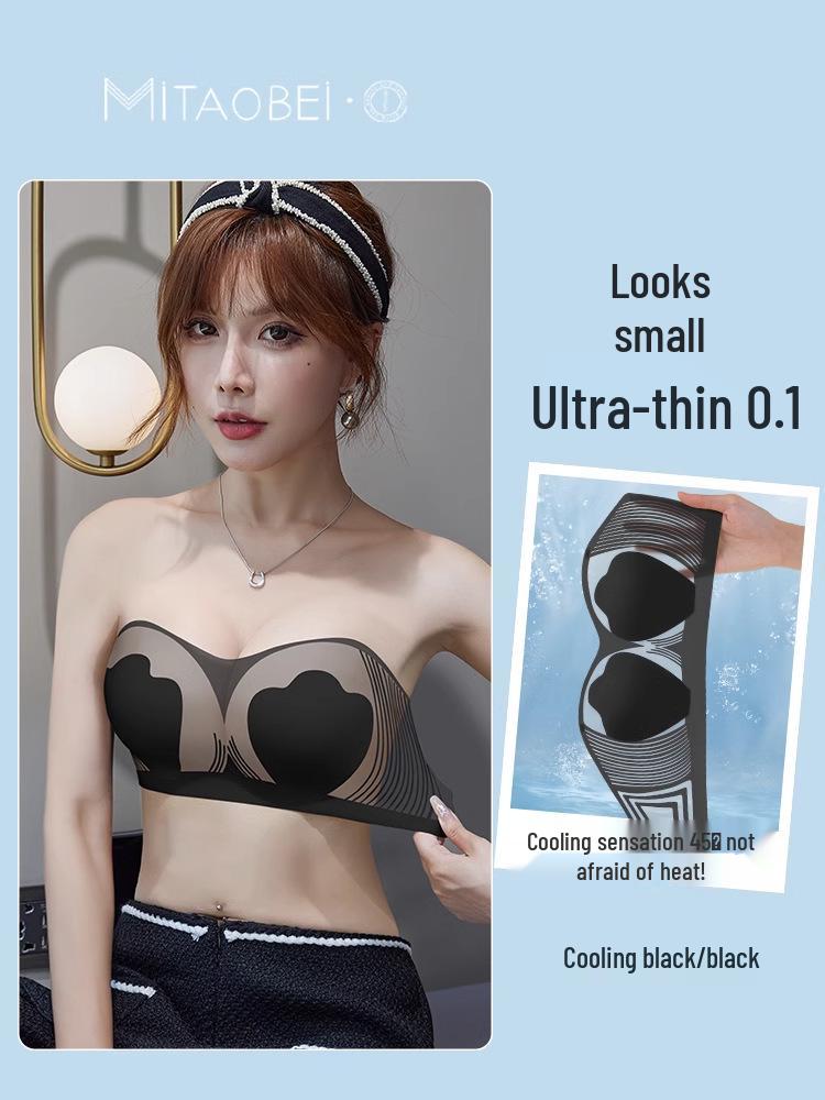 

Женский летний бесшовный ультратонкий бюстгальтер без бретелек большого размера с нескользящей спинкой - дизайн «Кроличьи ушки» из ледяного шелка M (34/75 ABC)