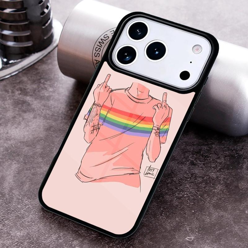 Rainbow Gay LGBT Finger Phone Case for iPhone 17 16 15 Pro Max Air 14 13 12 11 Plus Shockproof Capa Cover