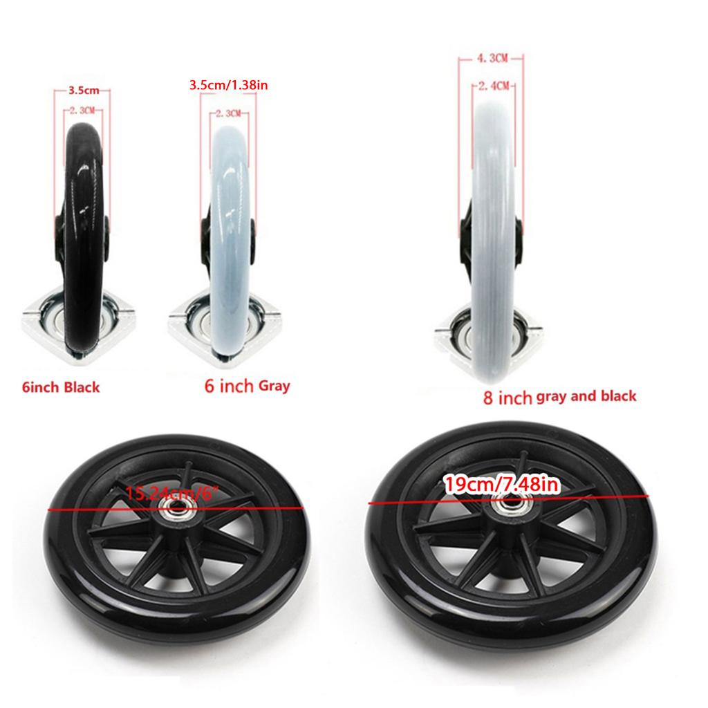 6/8 Inch Heavy Duty Wheelchair Front Castor Wheels Smooth Flexible Solid Tire Wheel Wheelchair Replacement Parts