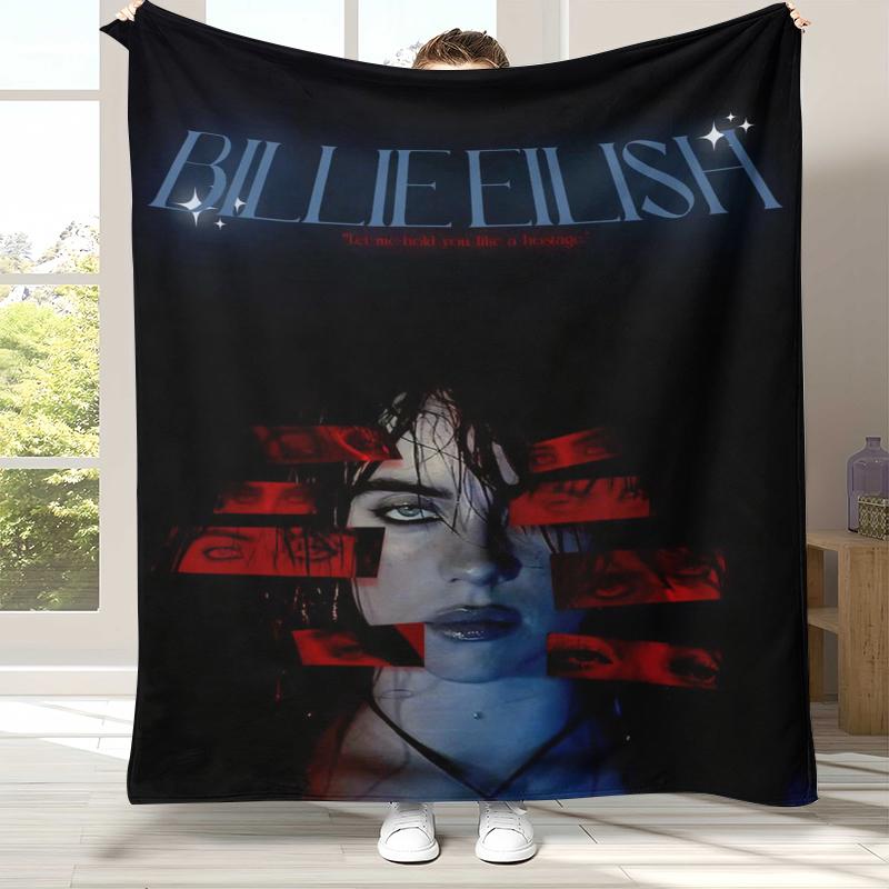 Fashion Billie Eilish Singer Star Flannel Blanket,Ultra Soft Warm Plush Throw for Home Bedroom Bed Sofa Cover Office Camping