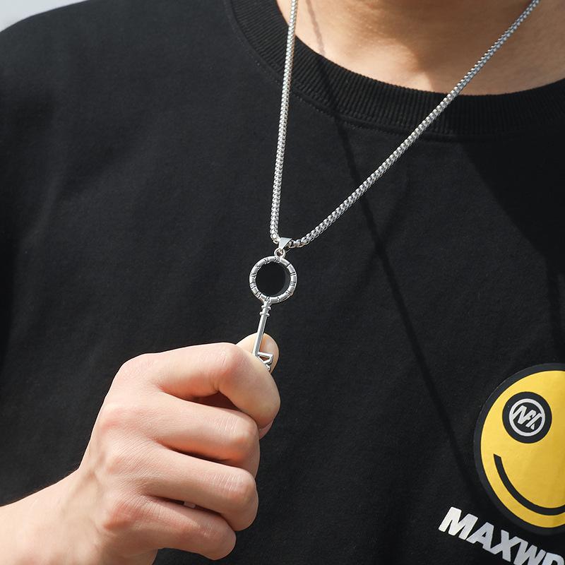 Titanium Steel Necklace Key Pendant - Simple and Versatile Men's Accessory, Suitable for All Occasions. Versatile Accessory.