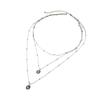 Shiny Multi-layer Clavicle Chain Bead Charm Jewelry Rhinestone Pendant Necklace  Banquet Party
